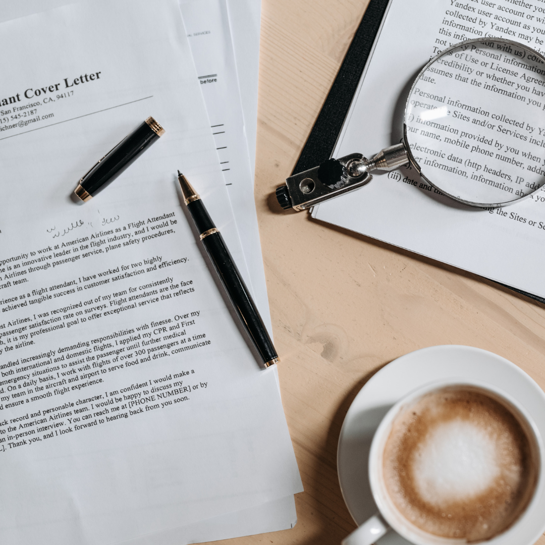 research project and cup of coffee